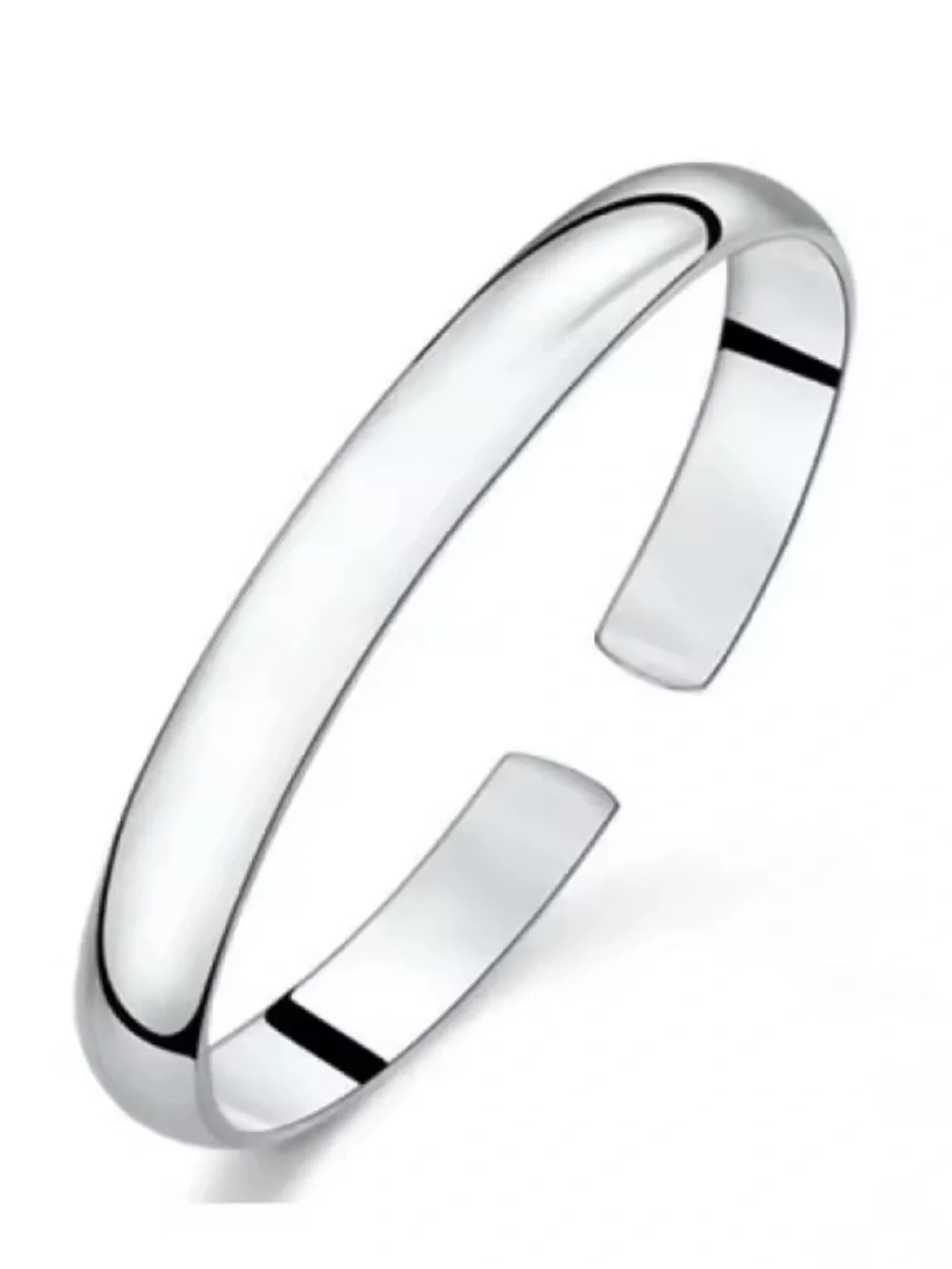 925 Sterling Silver Open Silver Cuff Bracelet - Retro Minimalist - Picture 3 of 5